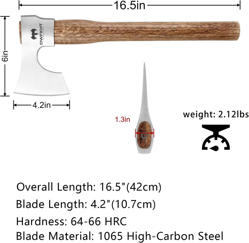 DWFKHT 16.5" Throwing Axe, 3 Pack Throwing Axe Set with 1065 High Carbon Steel & Beech Wood Handle, Perfect for Axe Throwing Games, Competition and Recreation, Ideal Gift for Men (Silver Gray) - Image 2